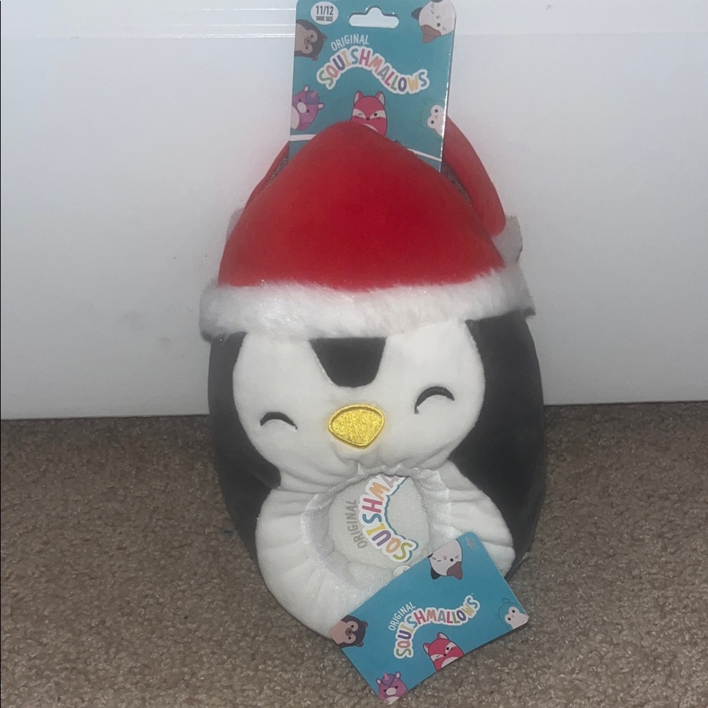 Squishmallows Festive Penguin with Red Santa Hat